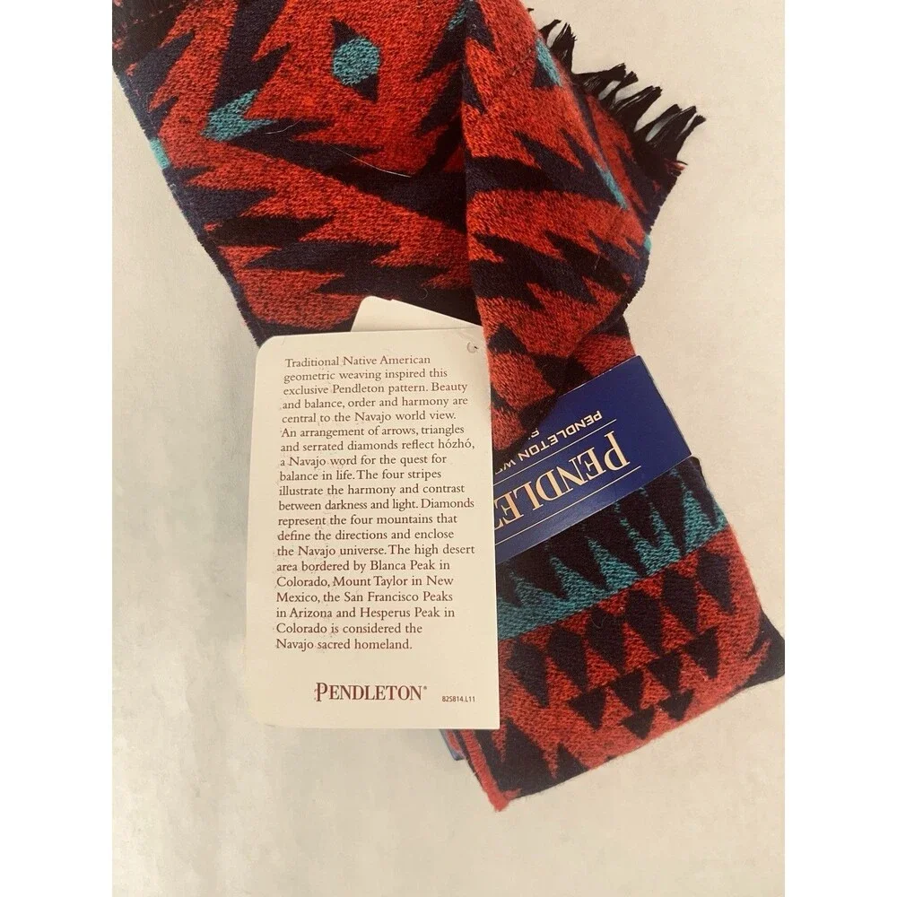 Pendleton Diamond Desert Knit Headband Scarf Red Wool Blend Made USA NWT